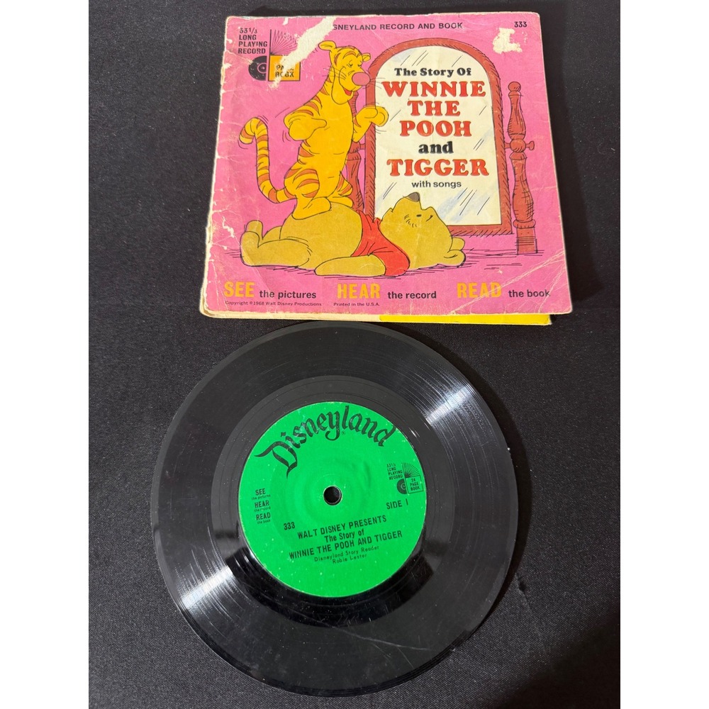 Disneyland‎ Winnie the Pooh and Tigger 7in Record Book 333 Multi Color Good 1968